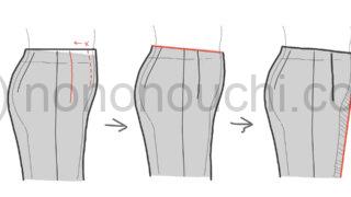 ぽっこりお腹を目立たせないパンツ型紙補正