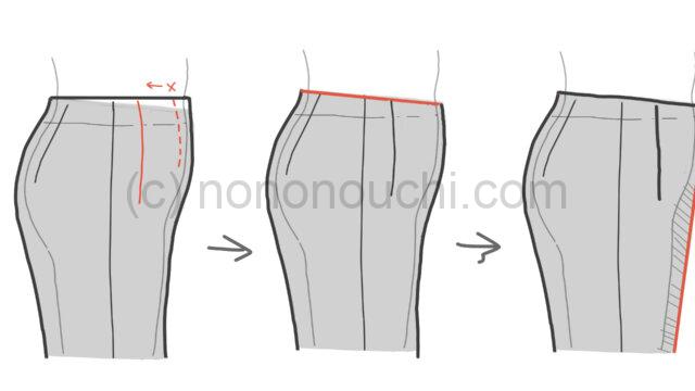 ぽっこりお腹を目立たせないパンツ型紙補正